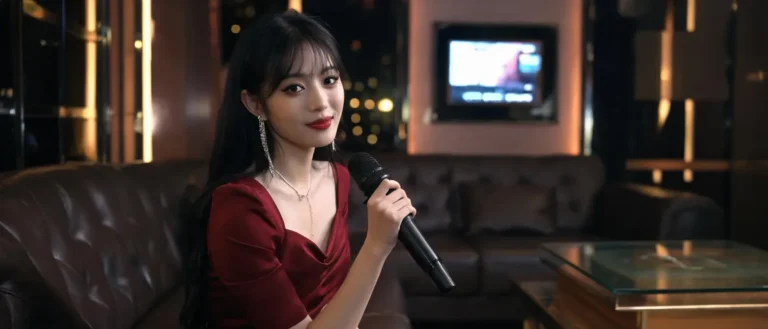 KTV包廂內拿麥克風準備唱歌的女生示意林口傳播叫到KTV包廂